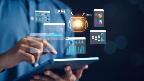AI and machine learning visualization showing data processing