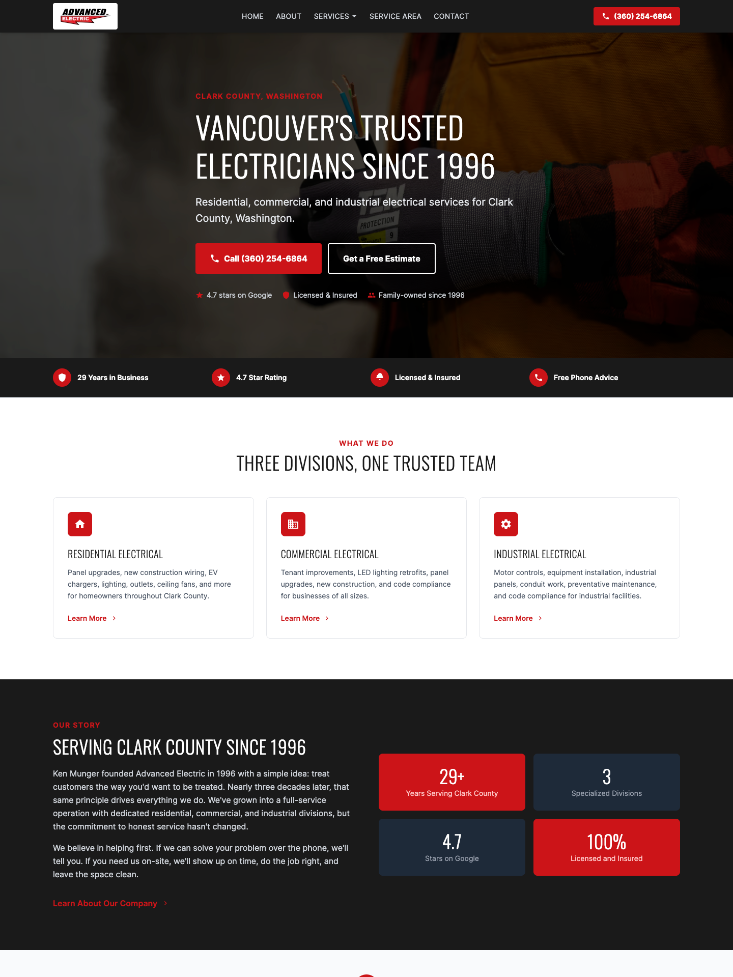 Electrical Contractor Website - after redesign