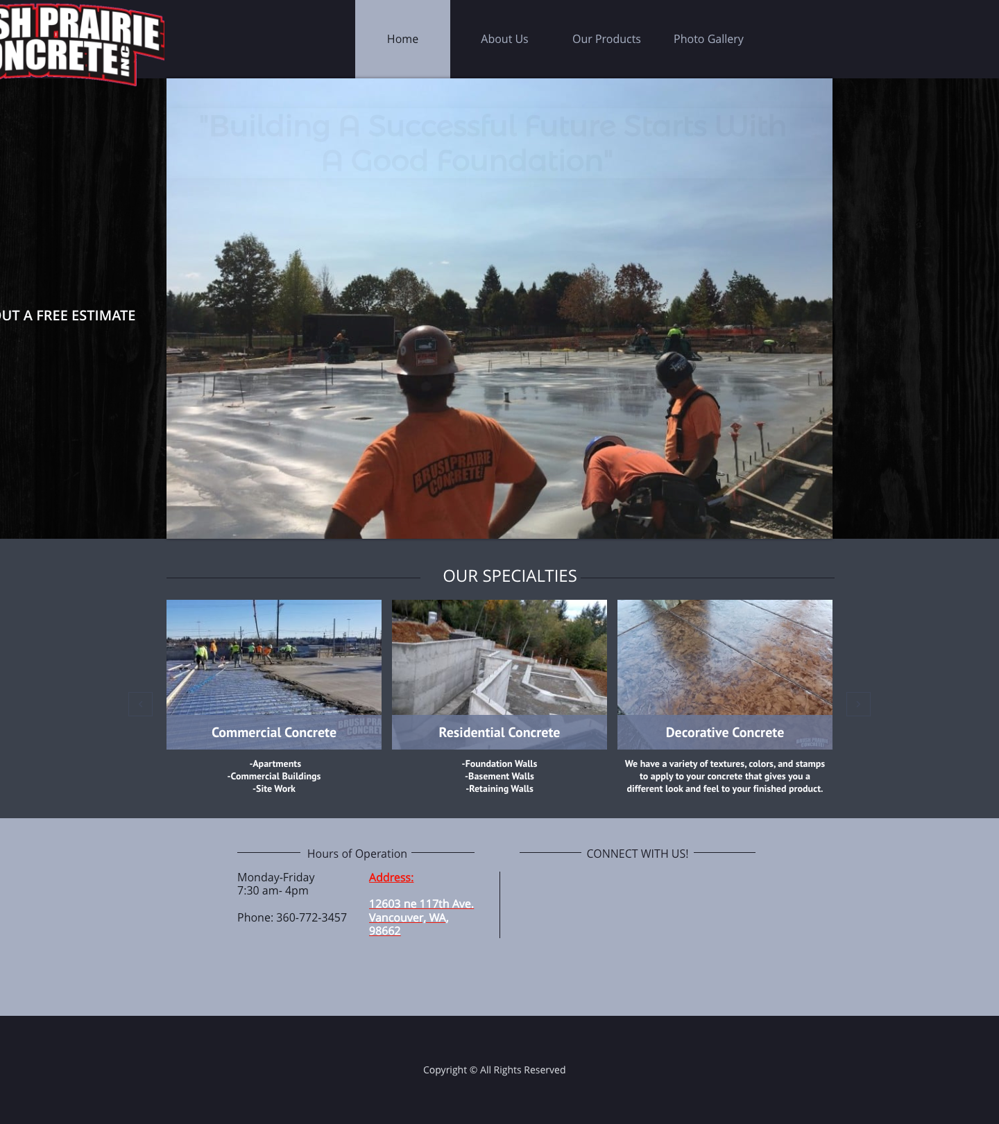 Concrete Contractor Website - before redesign