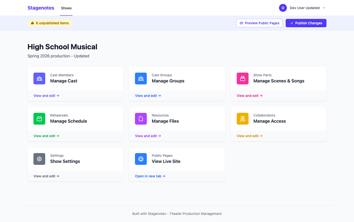 Stagenotes theater production management application